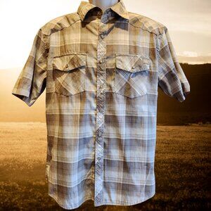 Dickies Short Sleeve Plaid Button Down Shirt Size M